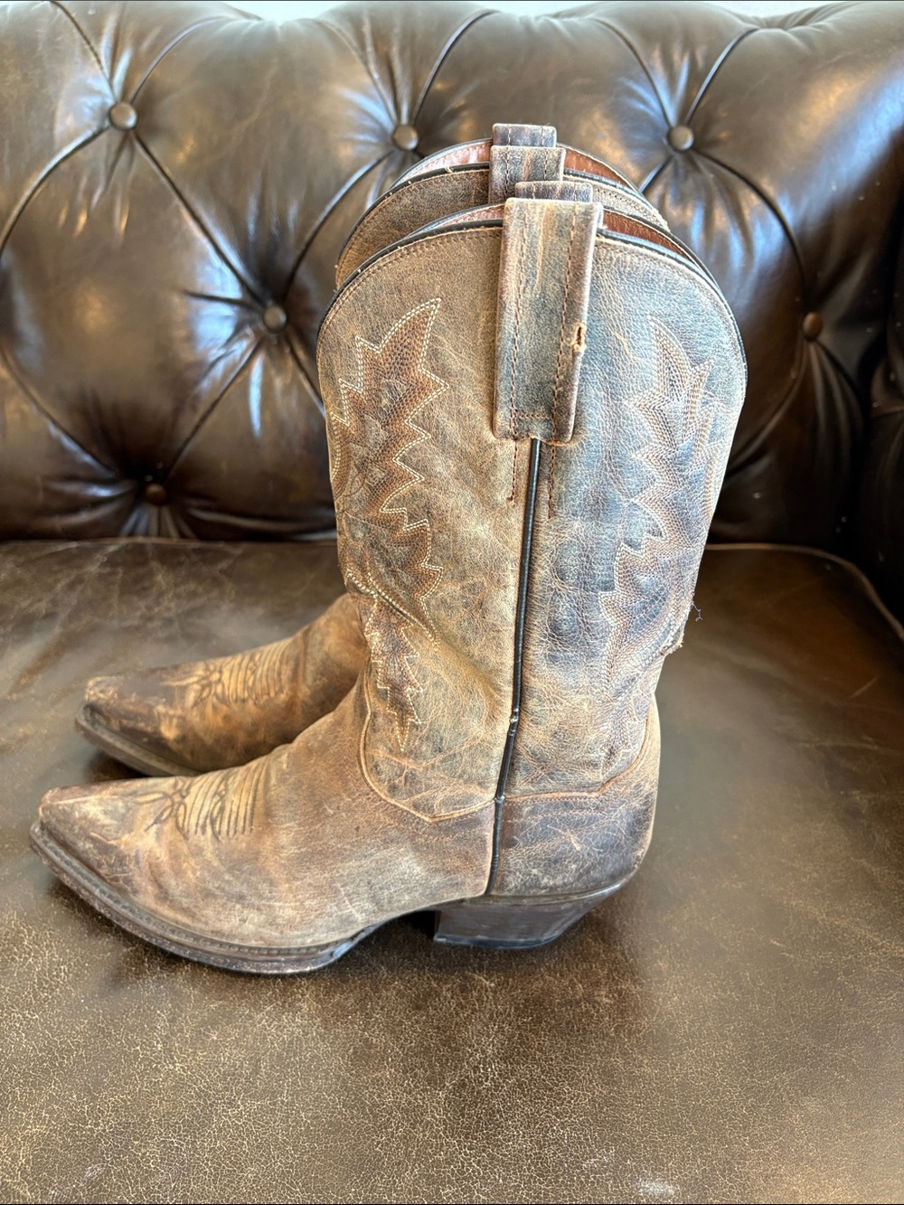 Dan Post Distressed Brown Leather Cowboy Boots Size 8